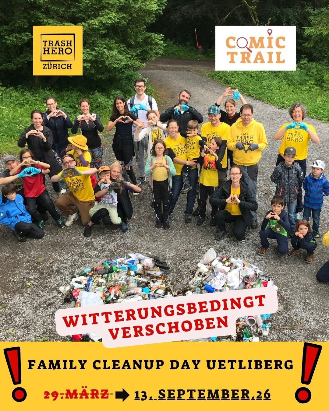Family Cleanup Day am13. September auf dem Uetliberg mit Trash Hero Zürich und ComicTrail